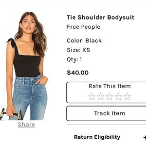 Free People Black Bow Bodysuit